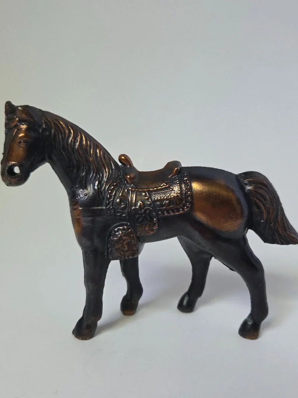 Vintage Mid Century Copper Finish Metal Western Horse Figurine Carnival Prize